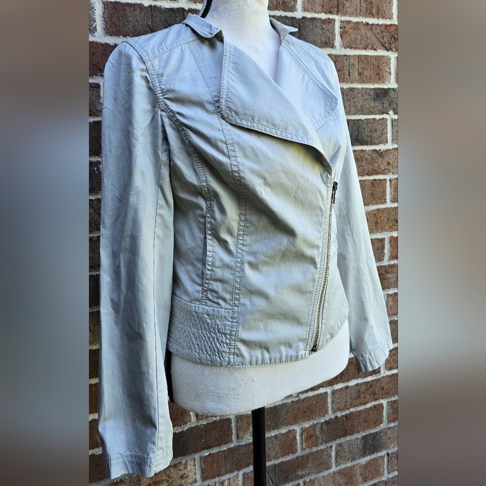 Halogen Gray Moto Jacket Women’s XS Asym Zip Lightweight Utility Jacket